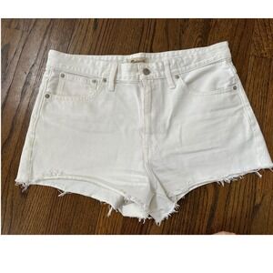 Madewell White Relaxed Denim cutoff Shorts 100% Cotton Size 30
